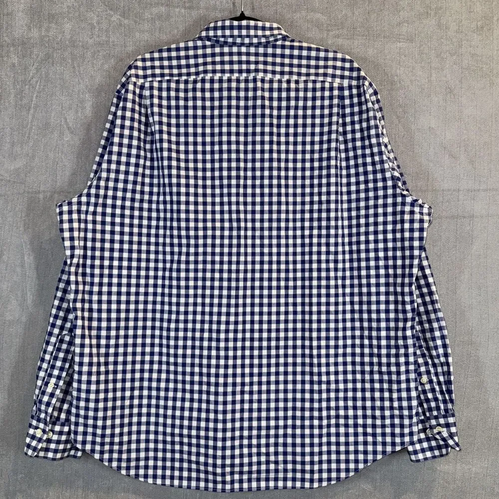 Polo Ralph Lauren Mens XXL Blue Gingham Non-Iron Long Sleeve Button Down Shirt